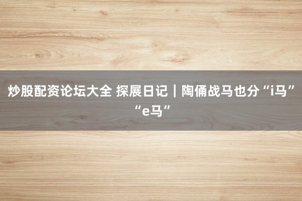炒股配资论坛大全 探展日记｜陶俑战马也分“i马”“e马”